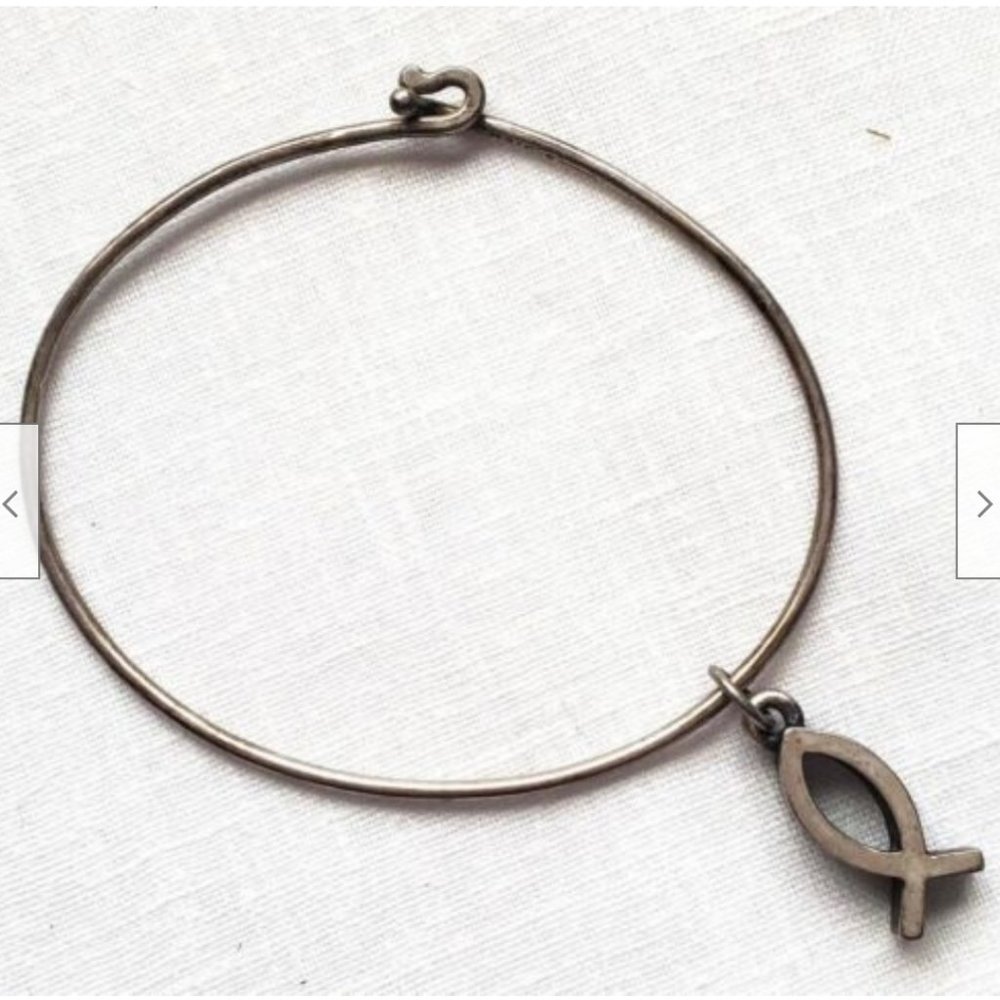 James Avery Bracelet Sterling Signed Dangle Fish 3D Charm Rare Minimalist 7 inch